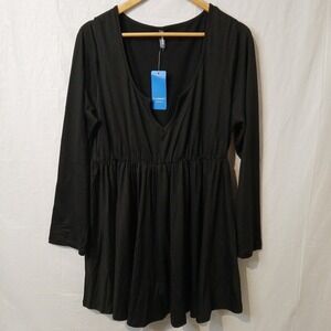 Women's Top Blouse 1X, Long Sleeve, Pullover, Black , Allegrace